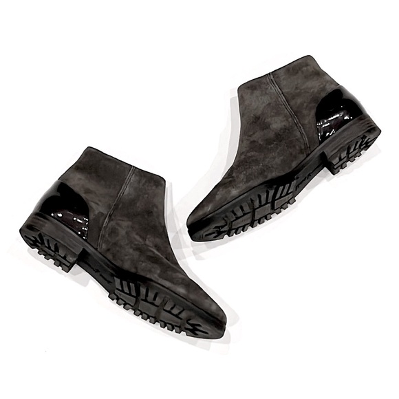 Paul Green Dina Gray Suede Leather Patent Detail Zipper Ankle Boots - Picture 8 of 10